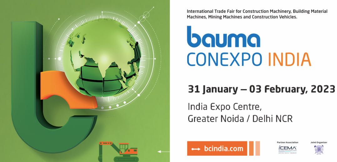 bauma CONEXPO INDIA tendrá lugar del 31 de Enero al 3 de Febrero de 2023